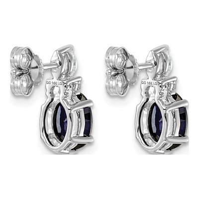 14K White Gold 1/6 ct tw Lab-Created Sapphire & Diamond Oval September Stud Earrings – view 4