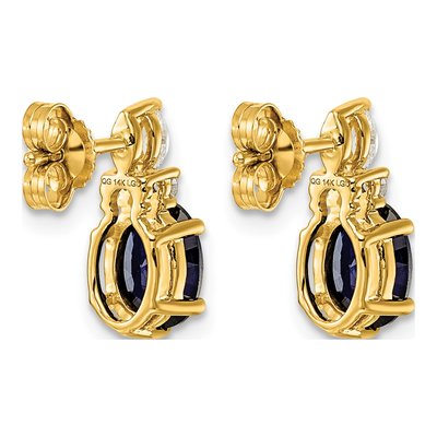 14K Yellow Gold 1/6 ct tw Lab-Created Sapphire & Diamond Oval September Stud Earrings – view 4