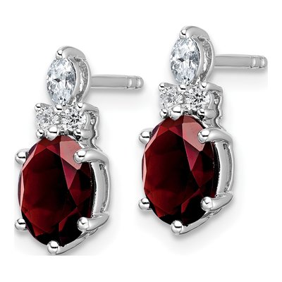 14K White Gold 1/6 ct tw Garnet & Diamond Dangle Earrings – view 2