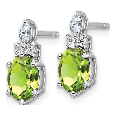 14K White Gold 1/6 ct tw Peridot & Diamond Dangle Earrings – view 2