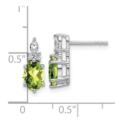 14K White Gold 1/6 ct tw Peridot & Diamond Dangle Earrings – view 3