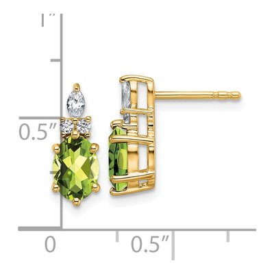 14K Yellow Gold 1/6 ct tw Peridot & Diamond Dangle Earrings – view 3
