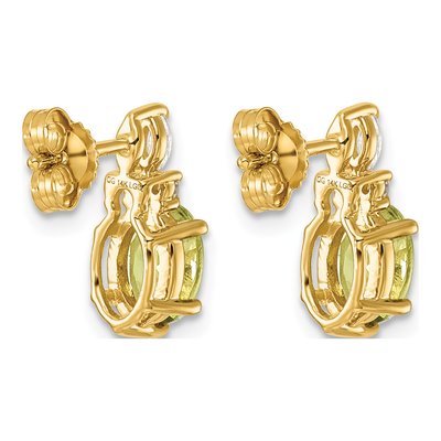 14K Yellow Gold 1/6 ct tw Peridot & Diamond Dangle Earrings – view 4