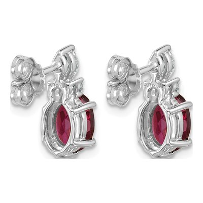 14K White Gold 1/6 ct tw Rhodolite Garnet & Diamond Oval June Dangle Earrings – view 4