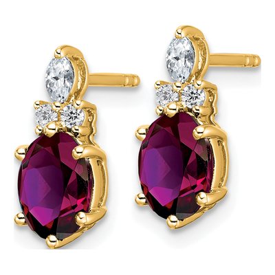 14K Yellow Gold 1/6 ct tw Rhodolite Garnet & Diamond Dangle Earrings – view 2
