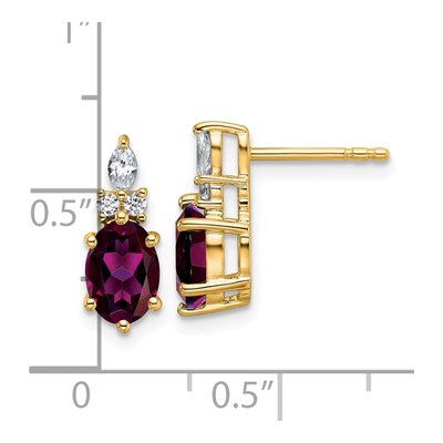 14K Yellow Gold 1/6 ct tw Rhodolite Garnet & Diamond Dangle Earrings – view 3
