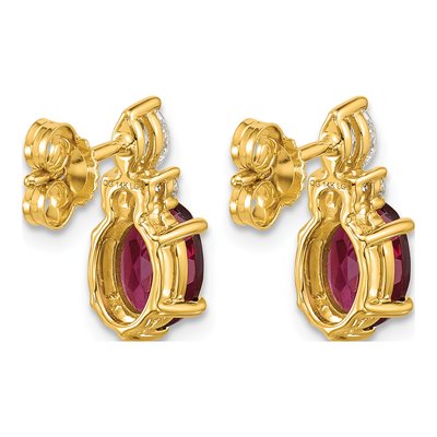 14K Yellow Gold 1/6 ct tw Rhodolite Garnet & Diamond Dangle Earrings – view 4