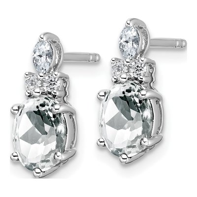 14K White Gold 1/6 ct tw White Topaz & Diamond Dangle Earrings – view 2