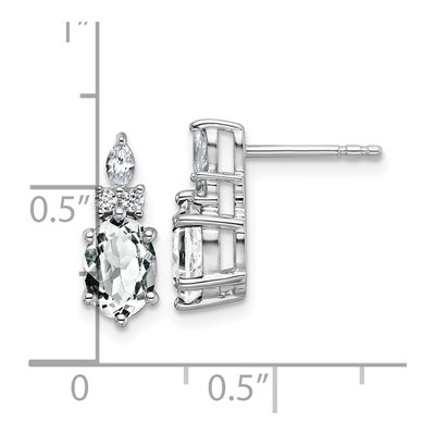 14K White Gold 1/6 ct tw White Topaz & Diamond Dangle Earrings – view 3