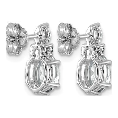 14K White Gold 1/6 ct tw White Topaz & Diamond Dangle Earrings – view 4