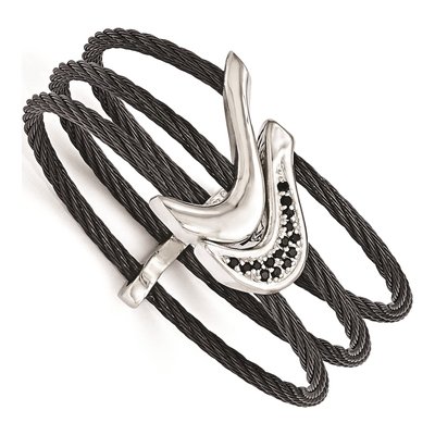Titanium & Sterling Silver Black Spinel Cuff Bracelet
