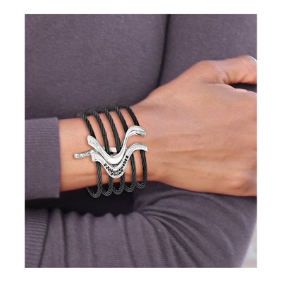 Titanium & Sterling Silver Black Spinel Cuff Bracelet – view 3