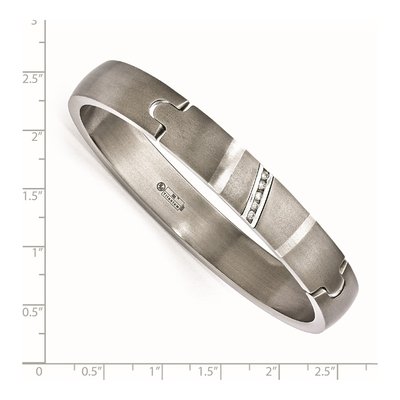 Titanium & Sterling Silver 1/10 ct tw Diamond Bangle Bracelet – view 3