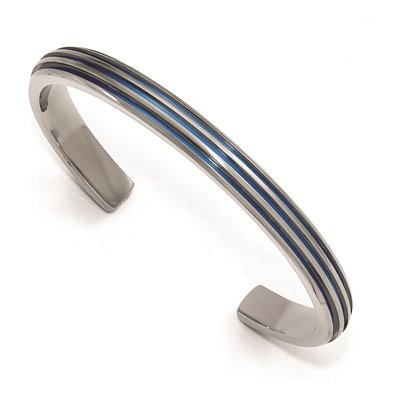 Titanium Blue Anodized Cuff Bracelet