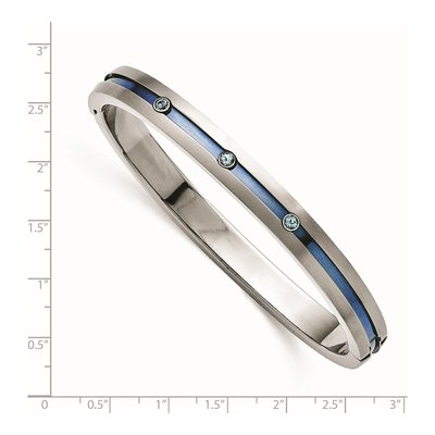 Titanium Sky Blue Topaz Hinged Bangle Bracelet – view 3