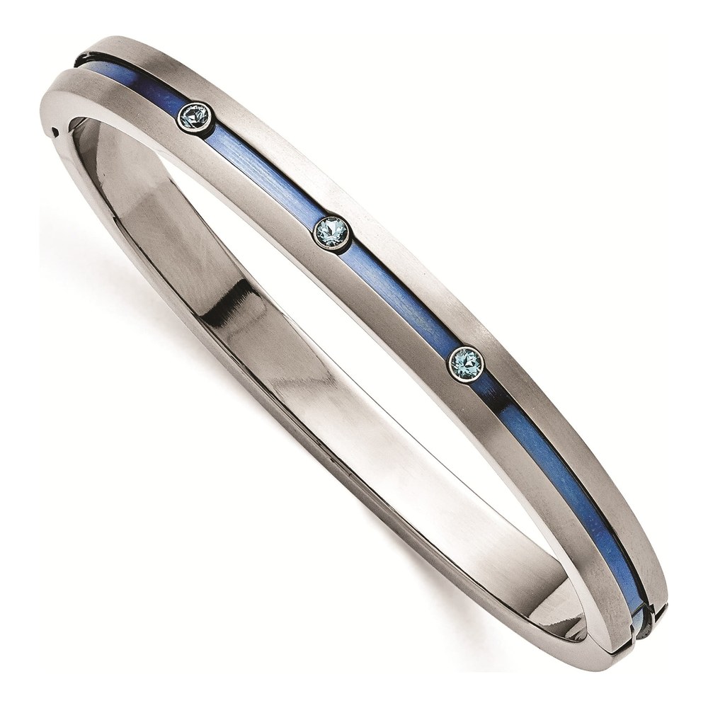 Titanium Sky Blue Topaz Hinged Bangle Bracelet