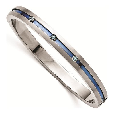Titanium Sky Blue Topaz Hinged Bangle Bracelet