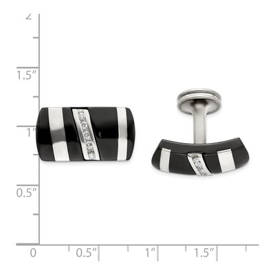 Black Ti & Silver Diamond Cufflinks – view 3