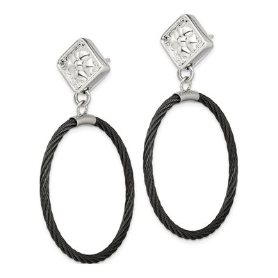 Titanium & Sterling Silver Black Floral Dangle Earrings – view 2