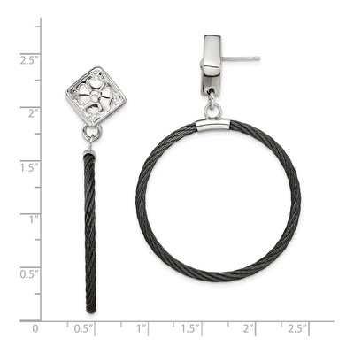 Titanium & Sterling Silver Black Floral Dangle Earrings – view 6