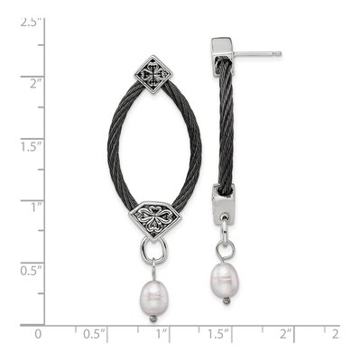 Titanium & Sterling Silver Freshwater Cultured Pearl Dangle Earrings – view 7