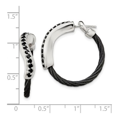 Titanium & Sterling Silver 27mm Black Spinel Hoop Earrings – view 7