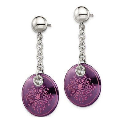 Titanium & Sterling Silver Black Circle Dangle Earrings – view 3