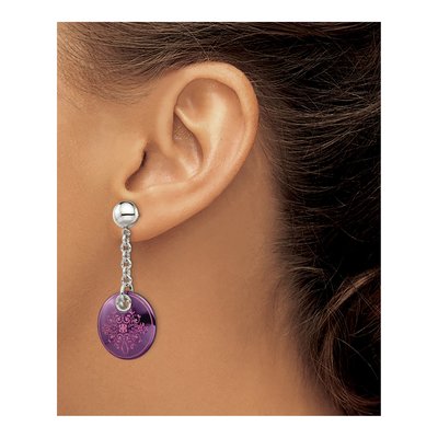 Titanium & Sterling Silver Black Circle Dangle Earrings – view 5