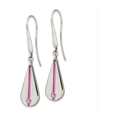 Titanium Pink Sapphire Teardrop Dangle Earrings – view 3