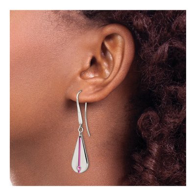 Titanium Pink Sapphire Teardrop Dangle Earrings – view 5