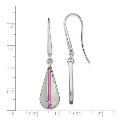 Titanium Pink Sapphire Teardrop Dangle Earrings – view 8