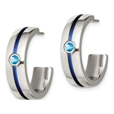 Titanium Sky Blue Topaz Hoop Earrings – view 3