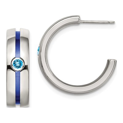 Titanium Sky Blue Topaz Hoop Earrings