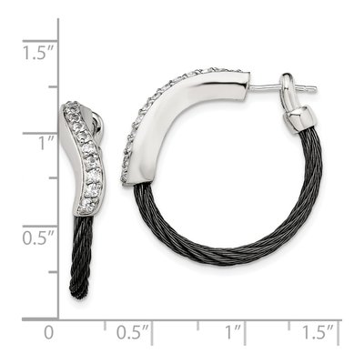 Titanium & Sterling Silver Black Sapphire Hoop Earrings – view 8