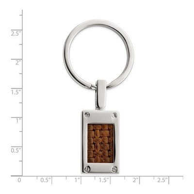 Titanium & Brown Leather Key Ring – view 3