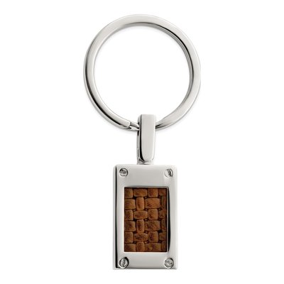 Titanium & Brown Leather Key Ring
