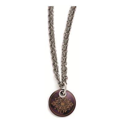 Titanium & Sterling Silver Black Pendant Necklace