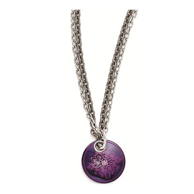 Titanium & Sterling Silver Black Pendant Necklace