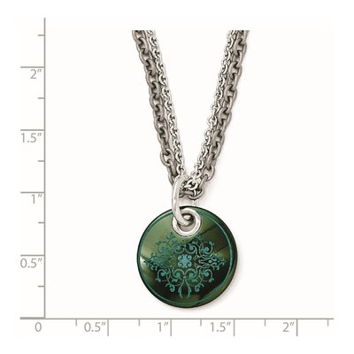 Titanium & Sterling Silver Black Ti Teal Anodized Pendant Necklace – view 4