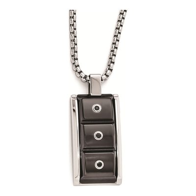 Titanium & Sterling Silver Black Spinel Pendant Necklace