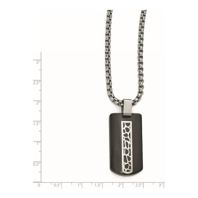 Titanium & Sterling Silver Black Cobblestone Pendant Necklace – view 3