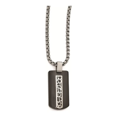 Titanium & Sterling Silver Black Cobblestone Pendant Necklace