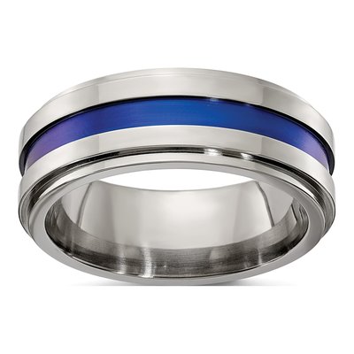 Titanium 8mm Gray Blue Anodized Comfort-Fit Band