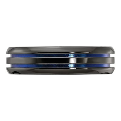 Men's Titanium Black Blue Anodized Ring – view 3