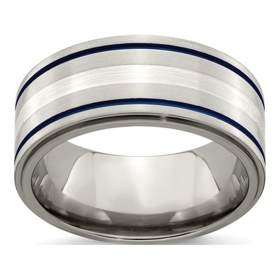 Titanium & Sterling Silver 10mm Wedding Band