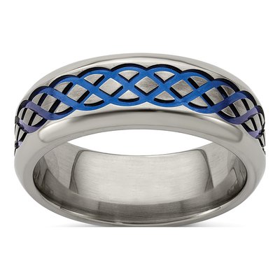 Titanium 8mm Blue Anodized Wedding Band