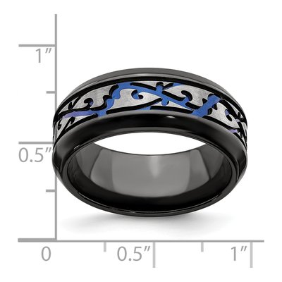 Titanium 9mm Black Scroll Wedding Band – view 7