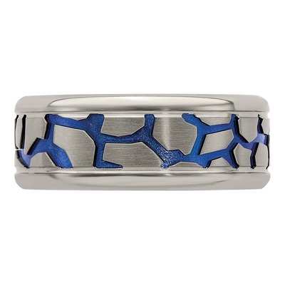 Titanium 9mm Blue Anodized Reptile Wedding Band – view 4