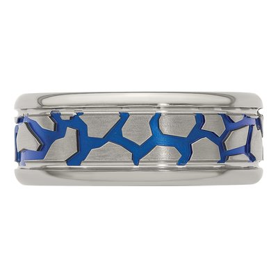 Titanium 9mm Blue Anodized Reptile Wedding Band – view 5