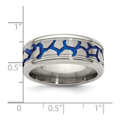 Titanium 9mm Blue Anodized Reptile Wedding Band – view 7